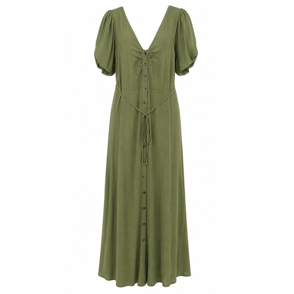 Madewell Dresses & Skirts - Madewell Sage Green Button Front Midi Dress Lyocell Blend Short Sleeve Size 12